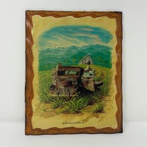 Vintage 1987 Wintermute Industries Inc Wall Plaque Truck In Field 8.5” X 7”